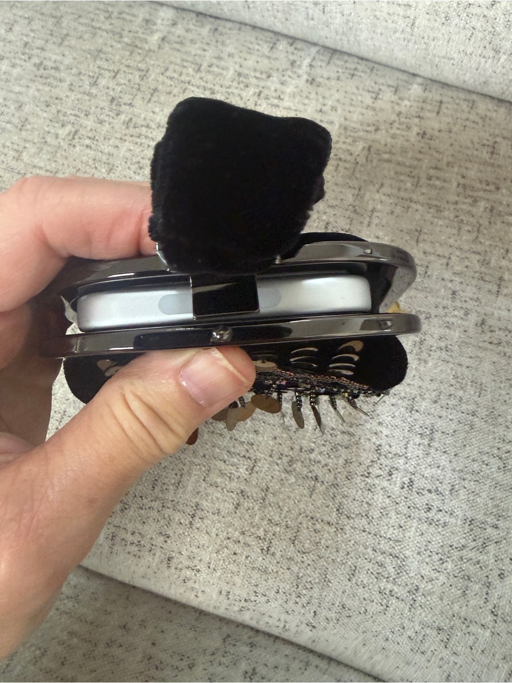 next Black Velvet Wristlet Clutch with Gold Sequins - Picture 8 of 9